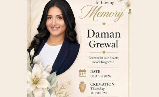 Daman Grewal Calgary, AB Obituary, Death
